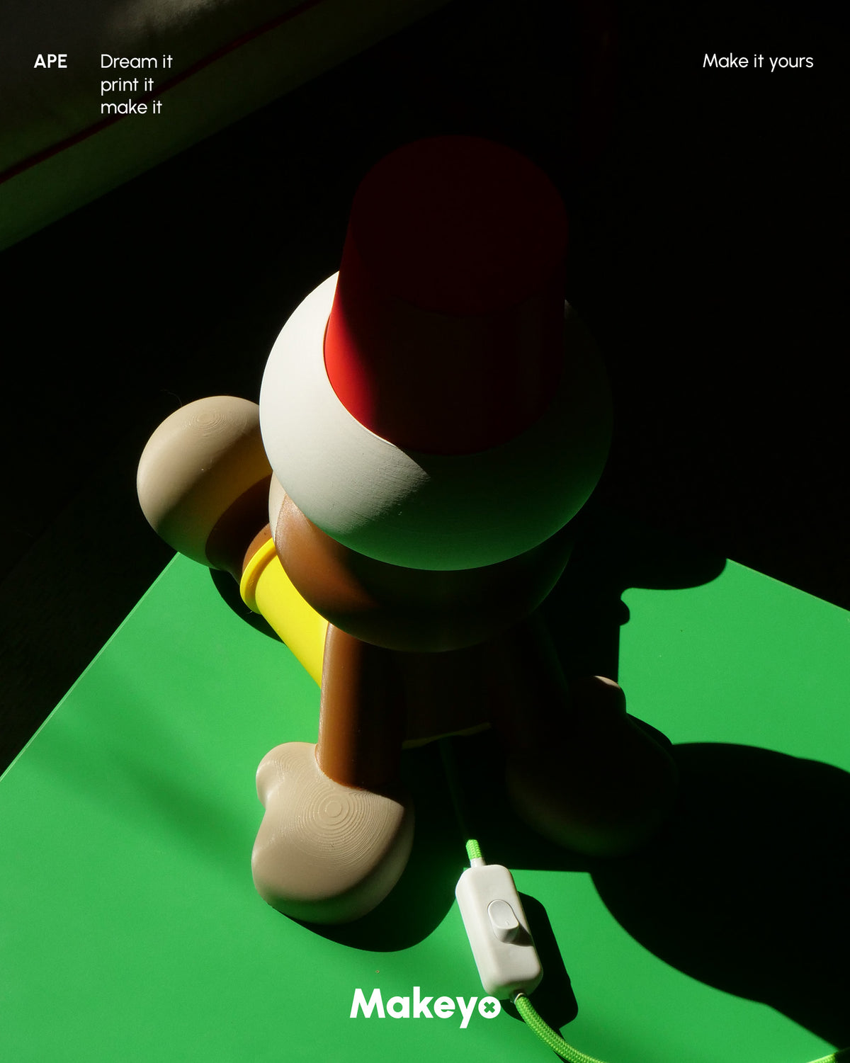 APE | 3d printed monkey lamp tribute to Ape Escape game