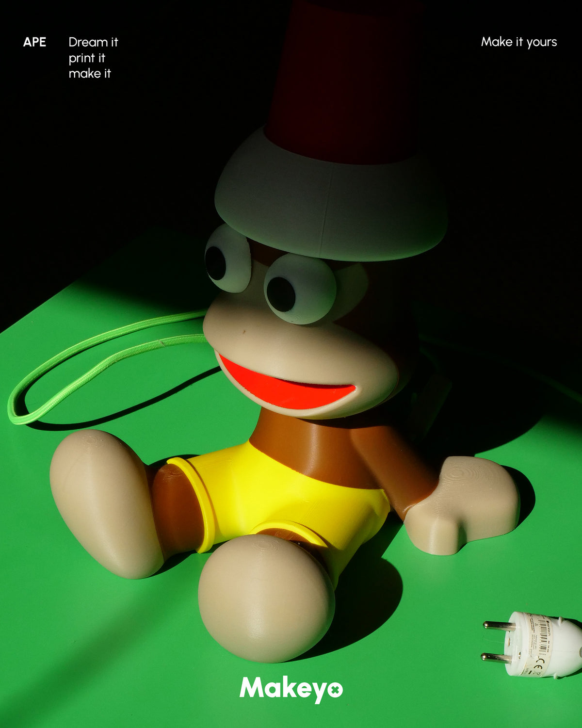 APE | 3d printed monkey lamp tribute to Ape Escape game