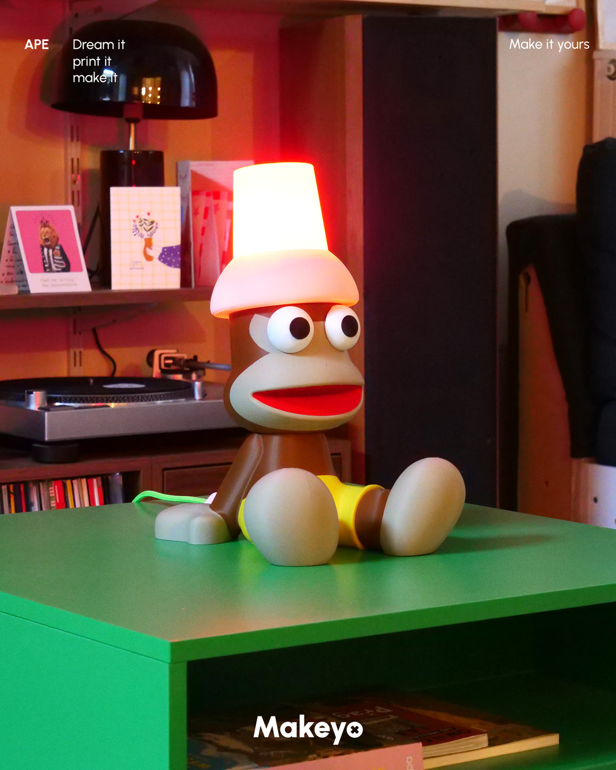APE | 3d printed monkey lamp tribute to Ape Escape game