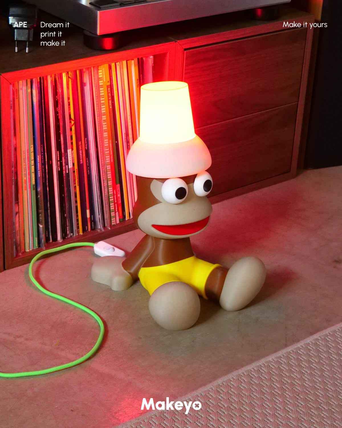 APE | 3d printed monkey lamp tribute to Ape Escape game