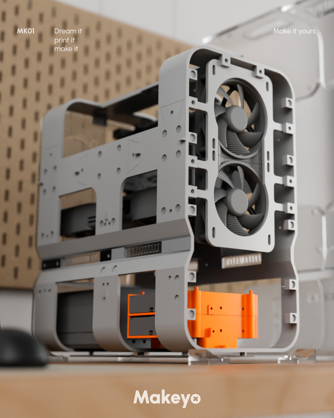 MK01 | 3d printed Mini ITX Micro ATX PC case