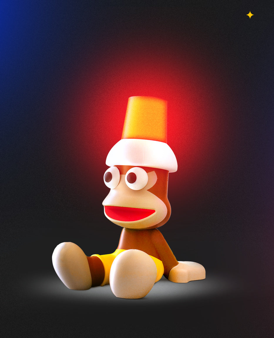 APE | 3d printed monkey lamp tribute to Ape Escape game